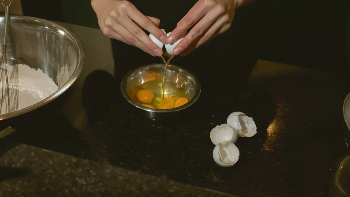 Dog owner preparing a meal