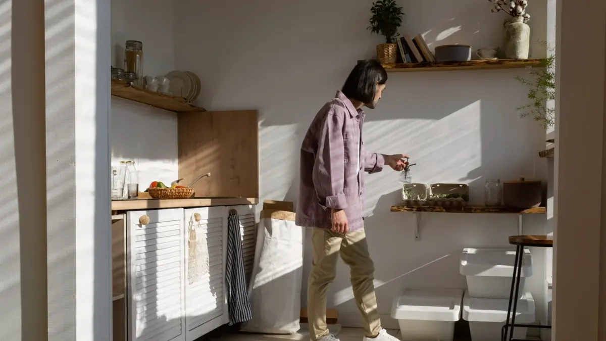 Dog owner preparing a meal