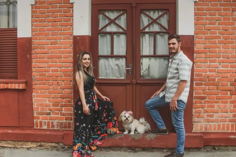 Dog with an owner at home